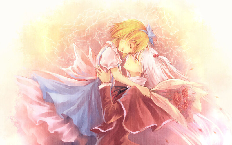 Two Girls Hugging — Pink, Serene, Anime