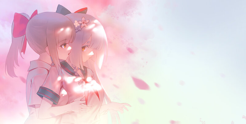 Two Girls Hugging — Pink, Serene, Spring