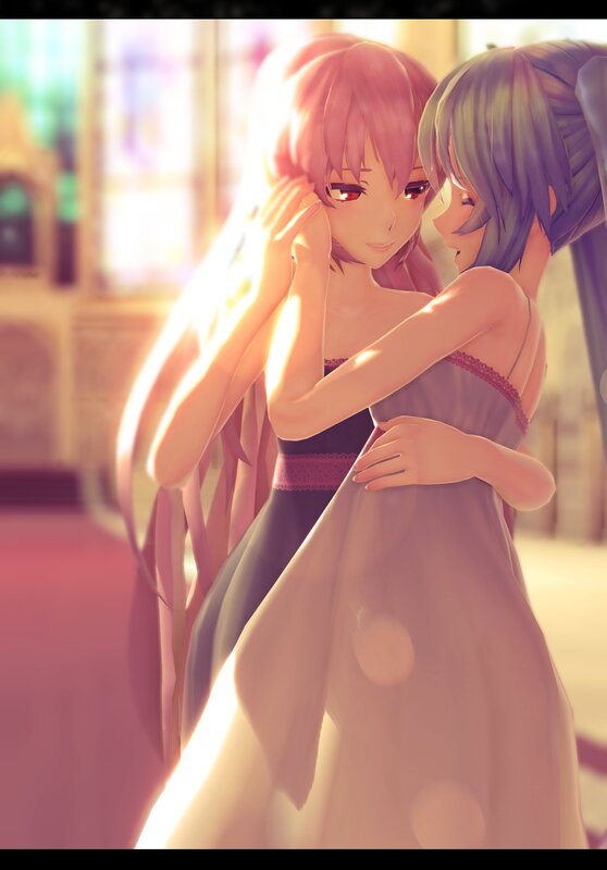 Two Girls Hugging — Pink, Serene, Sunset