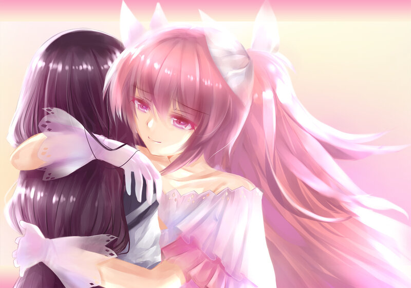 Two Girls Hugging — Pink, Serene