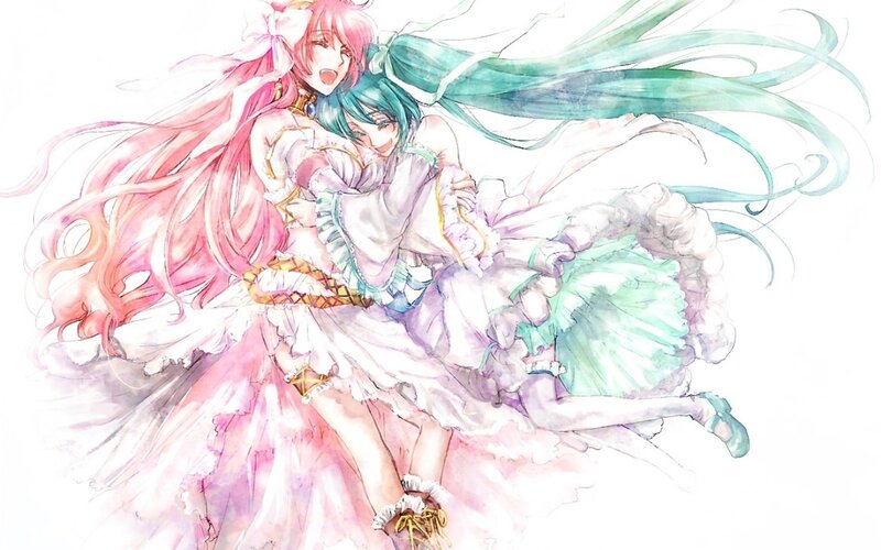 Two Girls Hugging — Pink