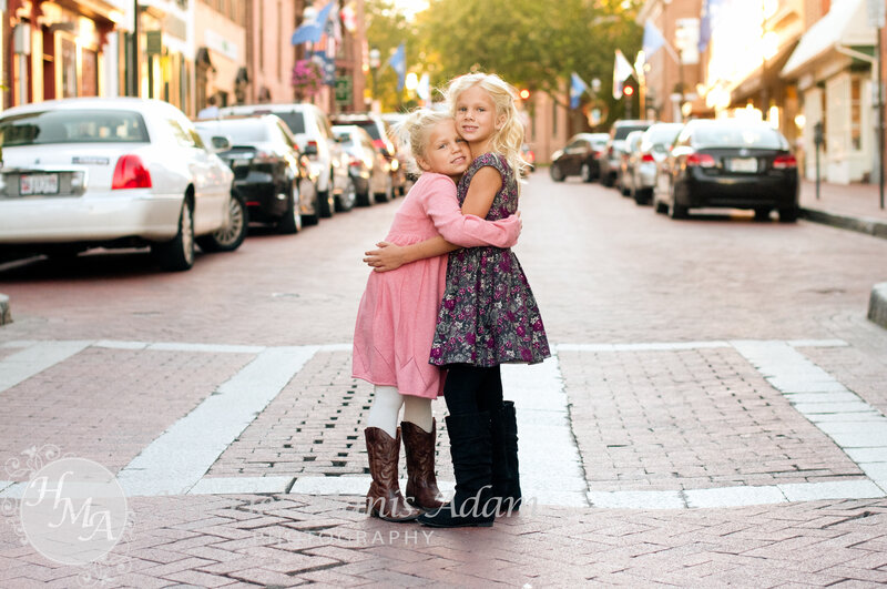 Two Girls Hugging — Pink, Warm, Sunset