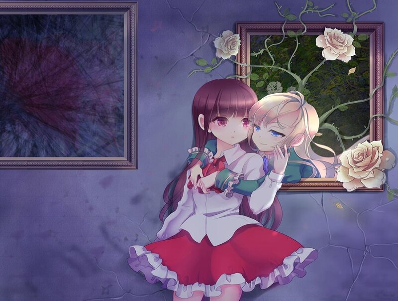 Two Girls Hugging — Purple, Calm, Anime