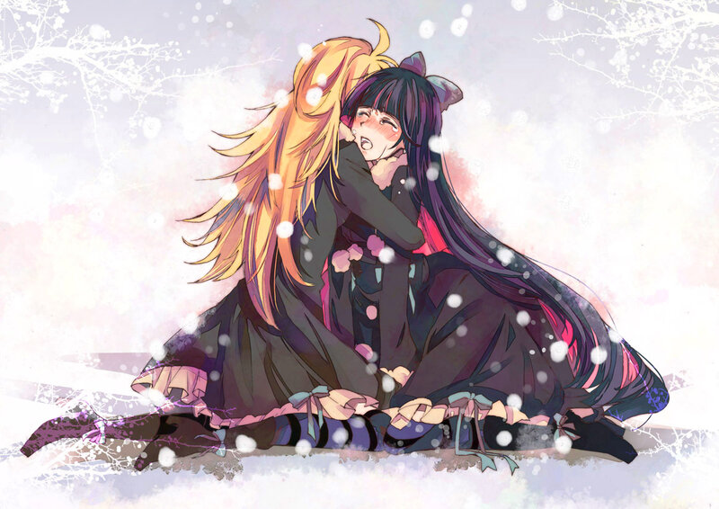 Two Girls Hugging — Purple, Calm