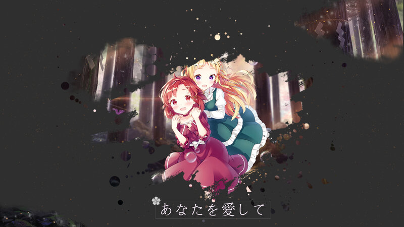 Two Girls Hugging — Purple, Dramatic, Anime, Forest