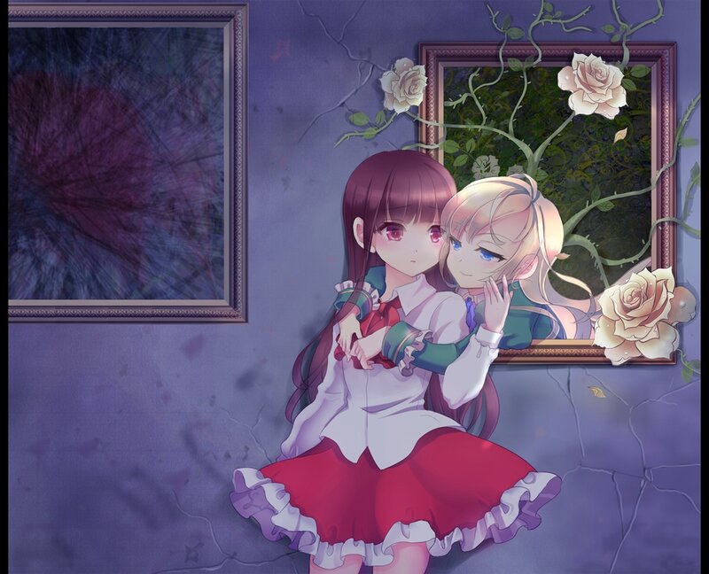 Two Girls Hugging — Purple, Dramatic, Anime