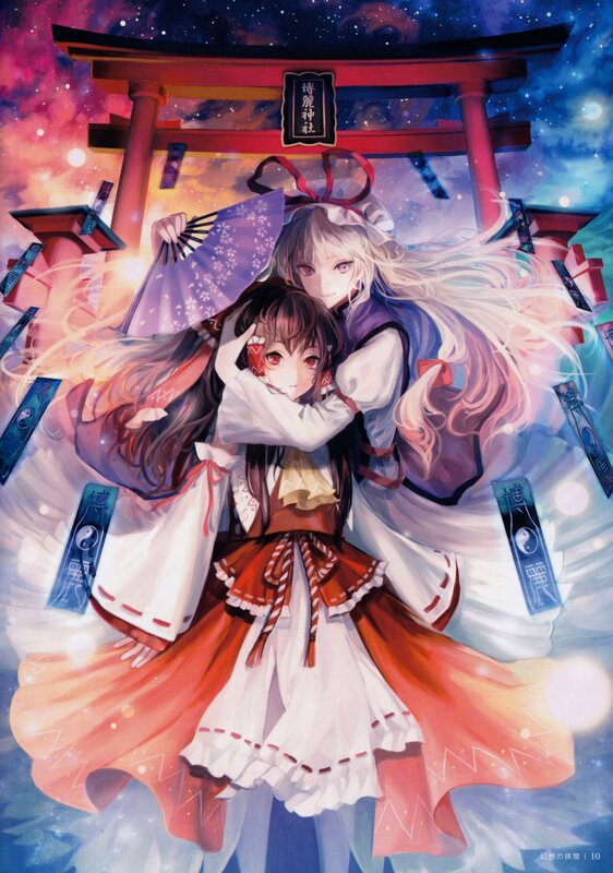Two Girls Hugging — Purple, Dreamy, Night, Anime