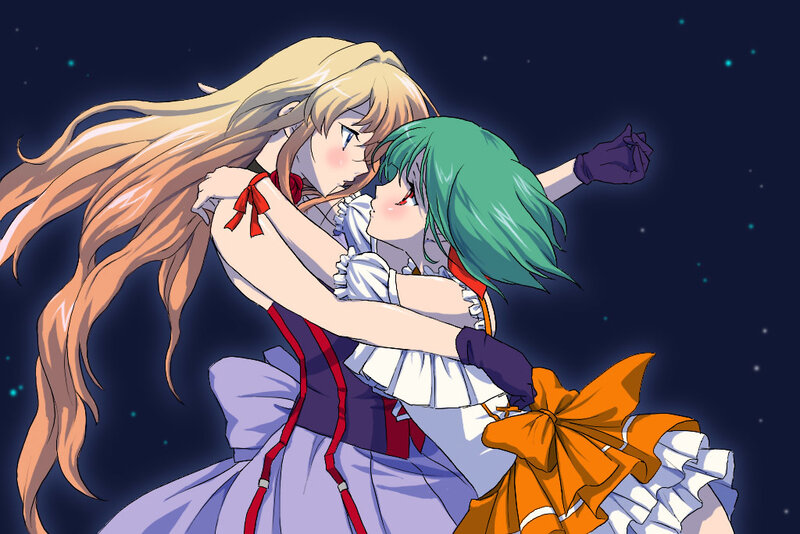 Two Girls Hugging — Purple, Intimate