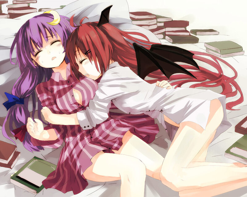 Two Girls Hugging — Purple, Peaceful