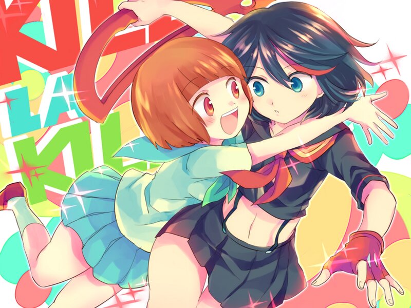 Two Girls Hugging — Red, Energetic