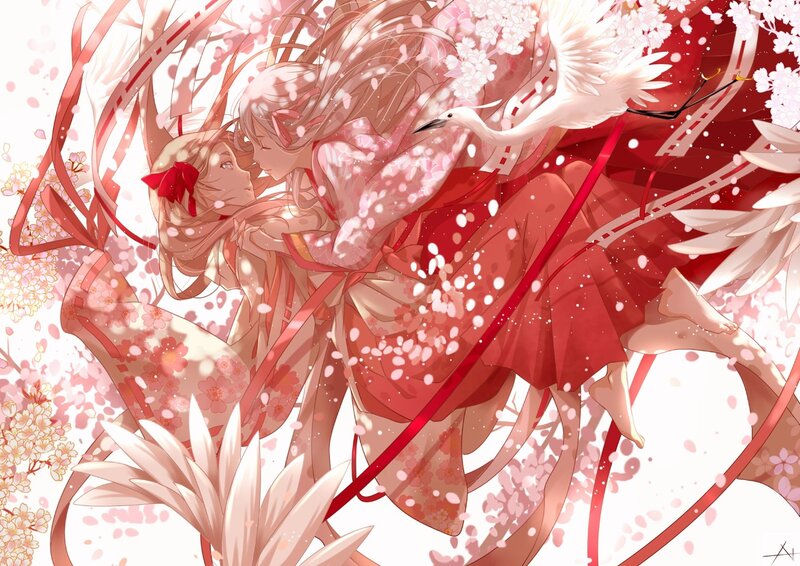 Two Girls Hugging — Red, Serene, Spring