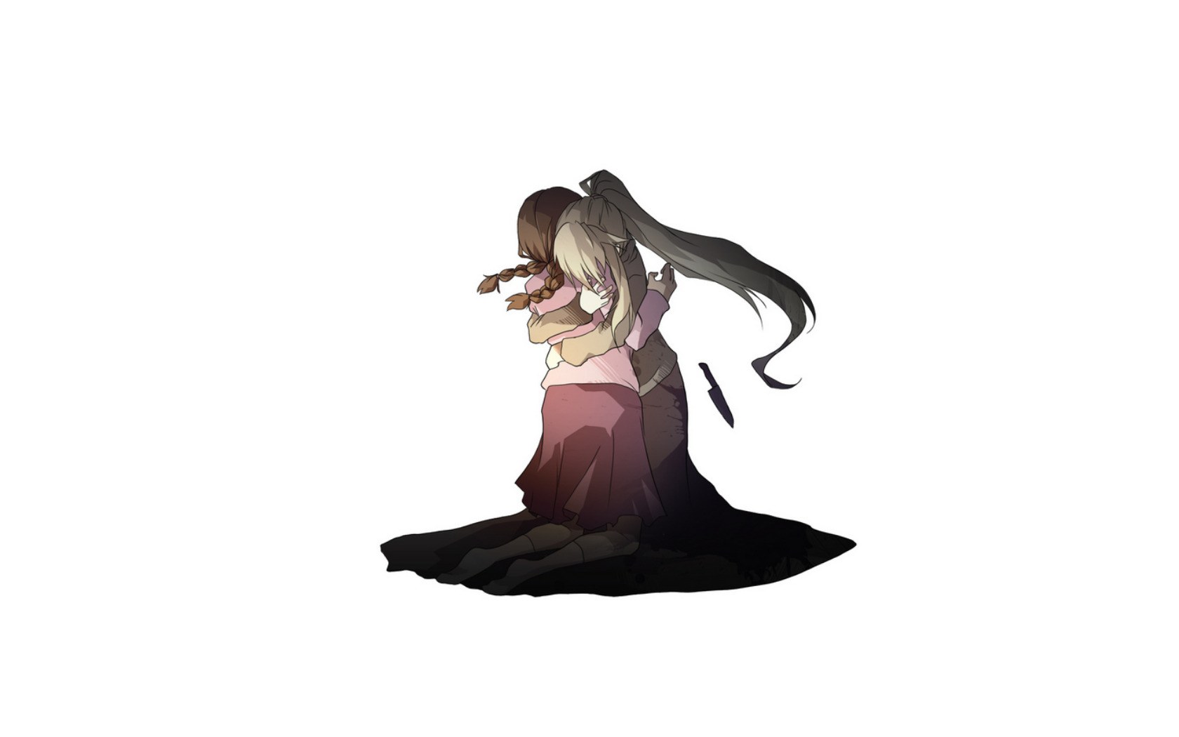 two girls hugging tightly