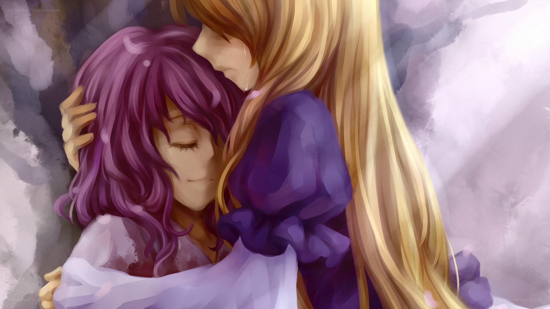 two girls hugging warmly