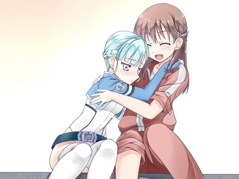 Two Girls Hugging — White, Affectionate, Anime, Hug