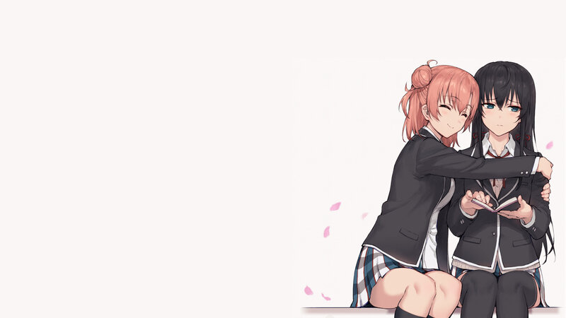 Two Girls Hugging — White, Calm, Spring