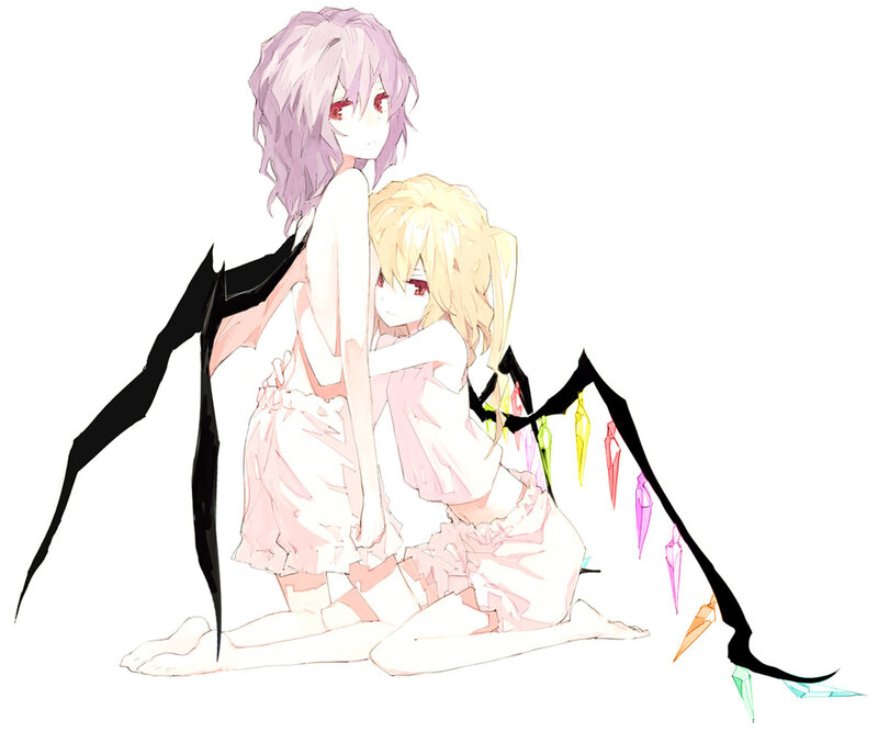 Two Girls Hugging — White, Calm