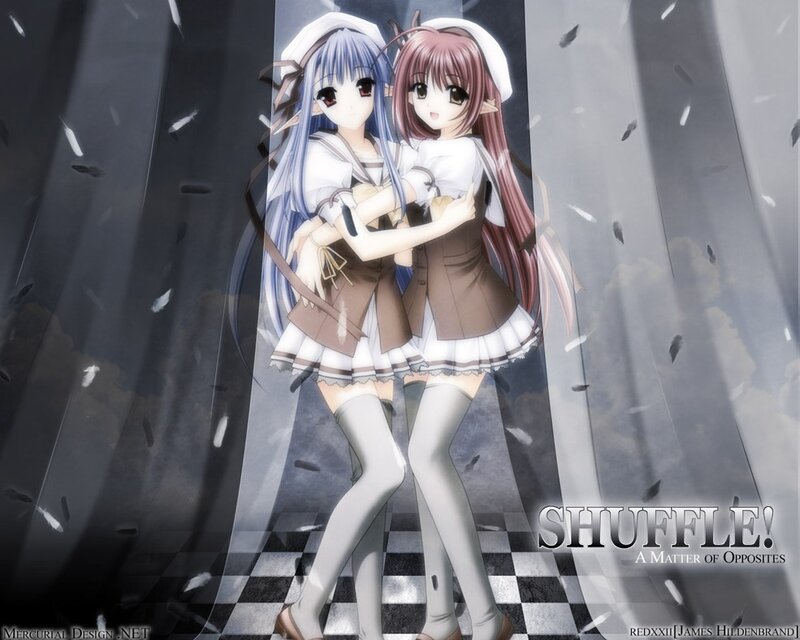 Two Girls Hugging — White, Dramatic, Anime
