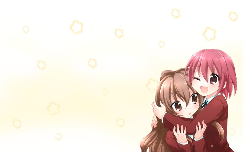 Two Girls Hugging — White, Happy, Anime