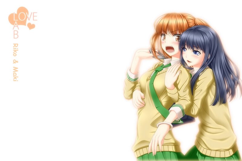 Two Girls Hugging — Yellow, Playful, Anime