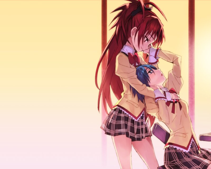 Two Girls Hugging — Yellow, Warm, Sunset