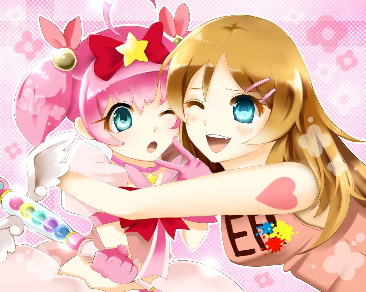 two girls hugging