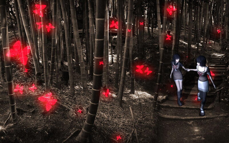 Two Girls in a Bamboo Forest — Black