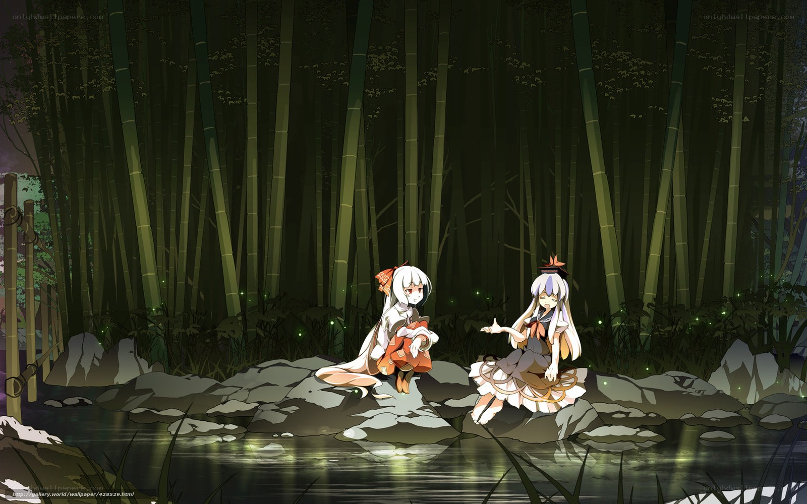 Two girls in a bamboo forest