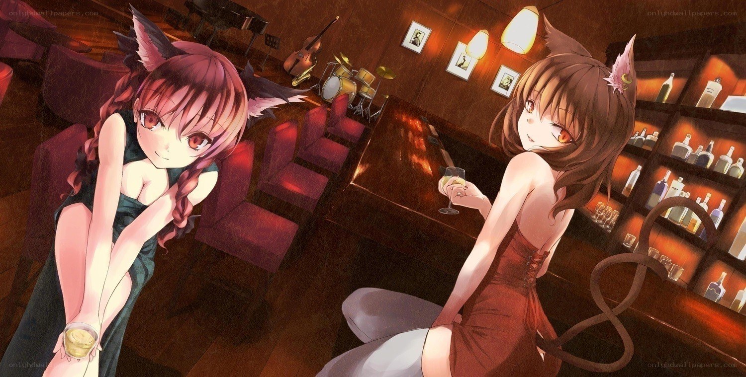 Two girls in a bar
