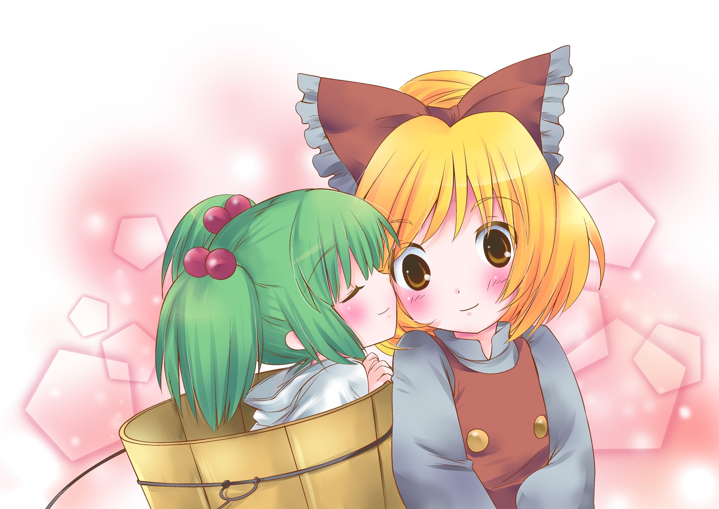 Two girls in a basket