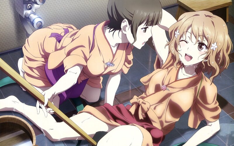 Two girls in a bathhouse