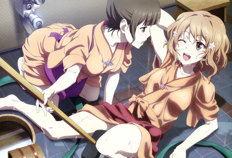 Two girls in a bathhouse