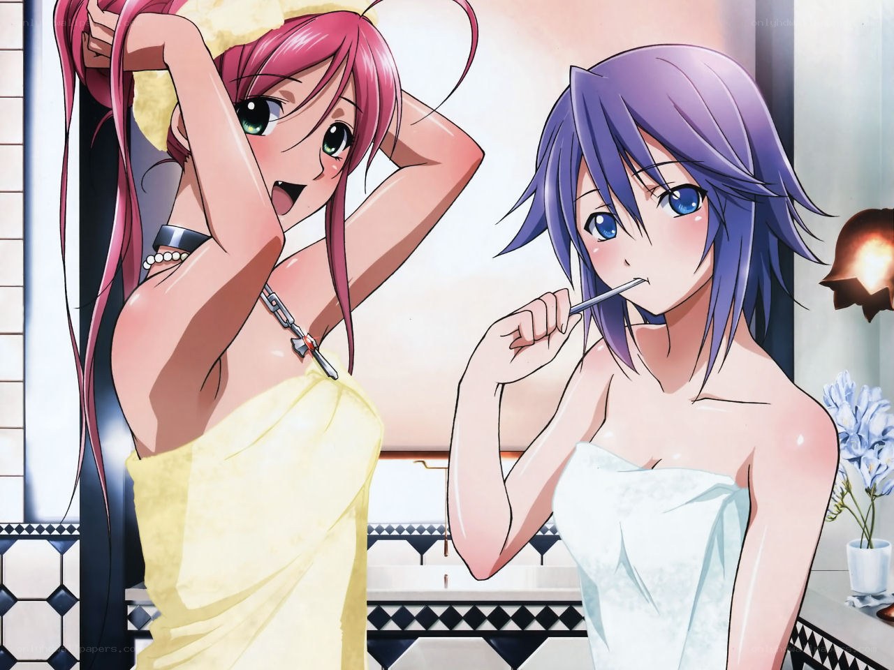 Two girls in a bathroom