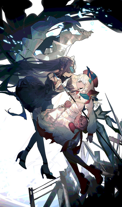 Two Girls in a Battle — White, Dramatic