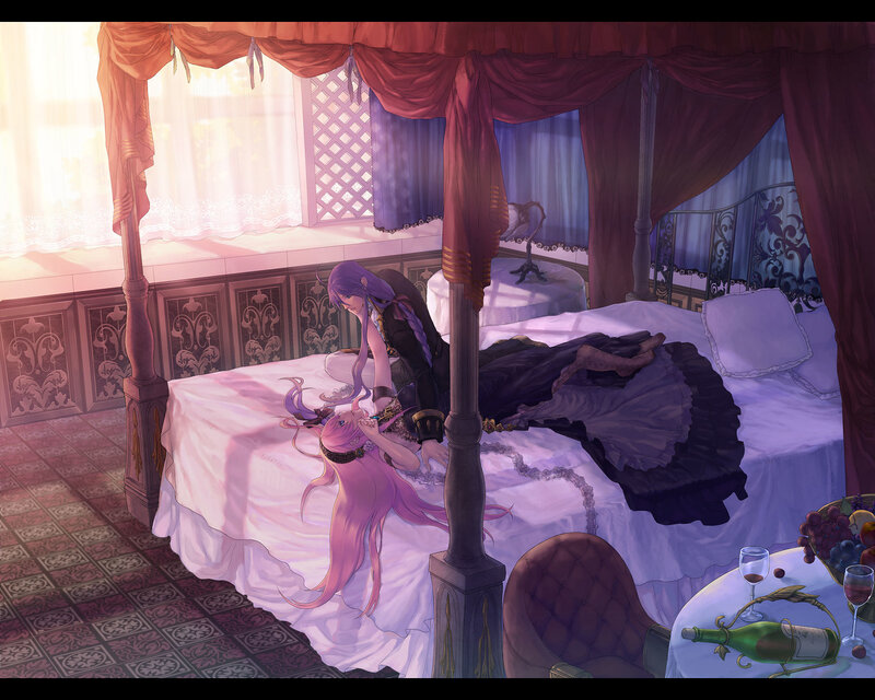 Two girls in a bedroom scene