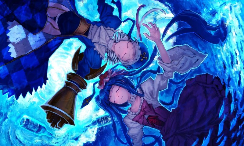 Two girls in a blue vortex