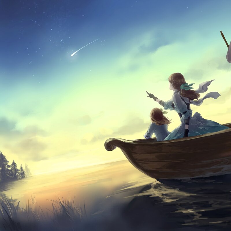 Two Girls in a Boat — Blue