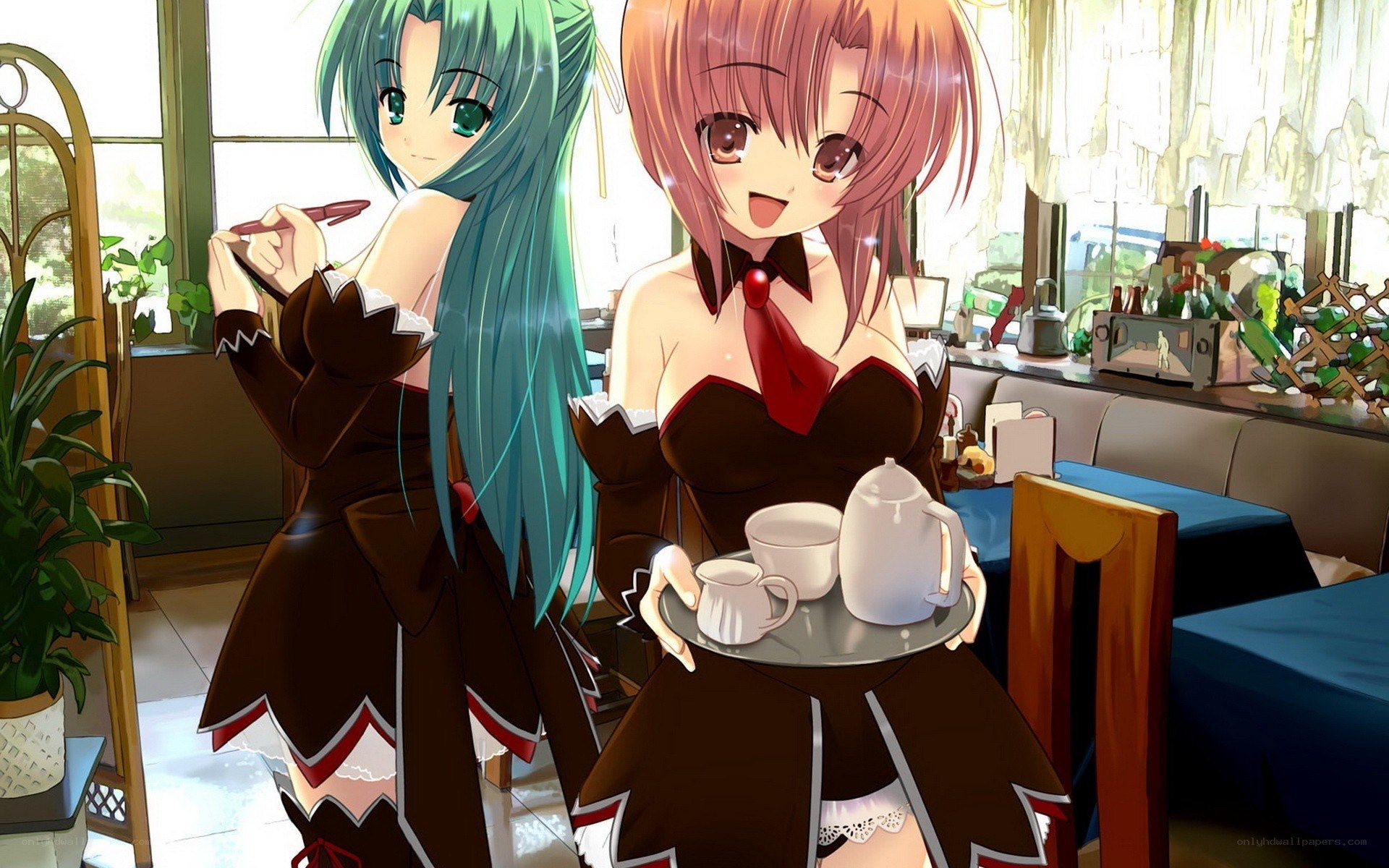 Two girls in a cafe