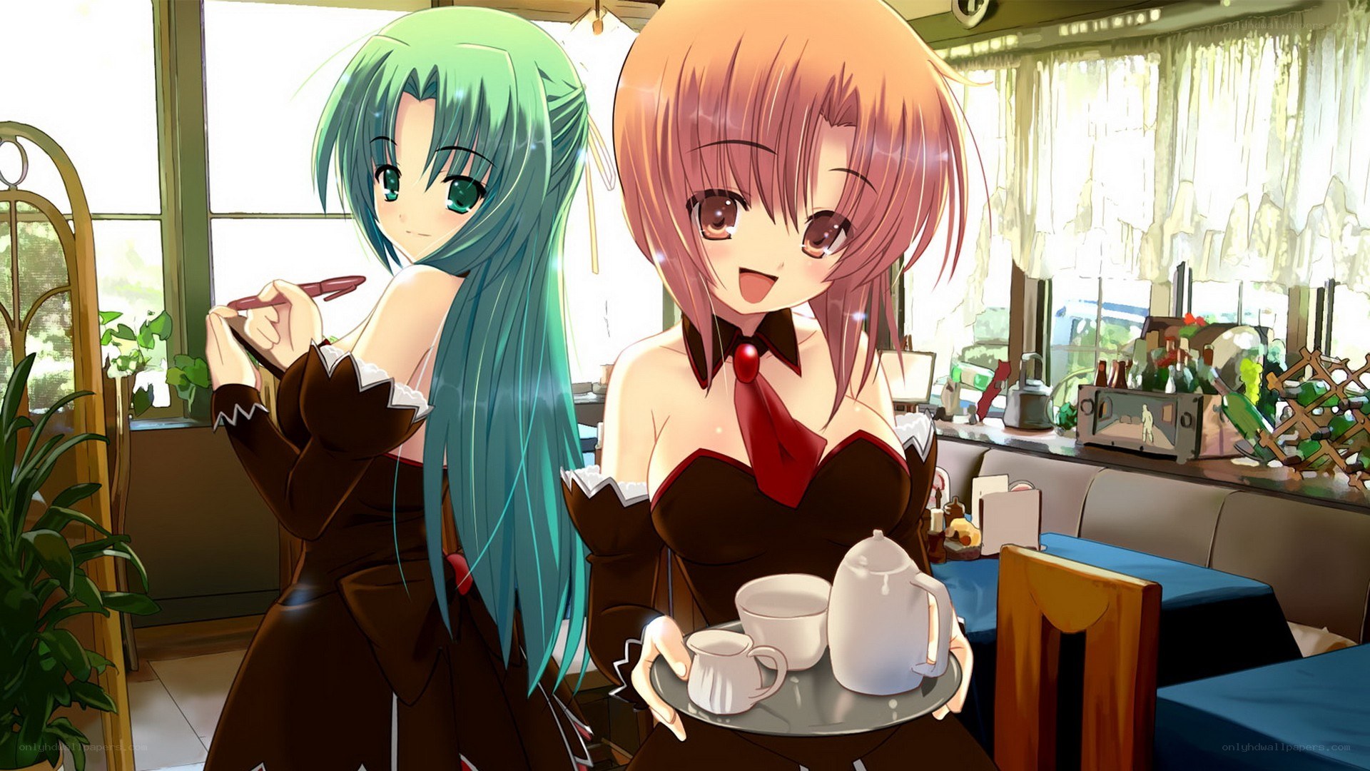 Two girls in a cafe