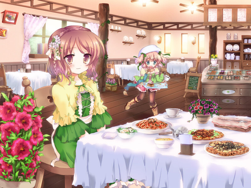 Two Girls in a Cafe — Green, Calm