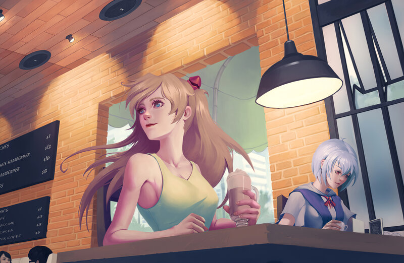 Two Girls in a Cafe — Yellow