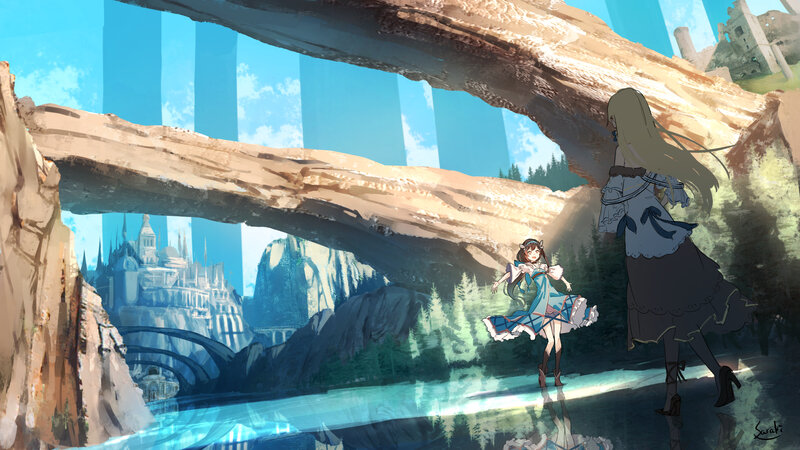 Two Girls in a Canyon — Blue