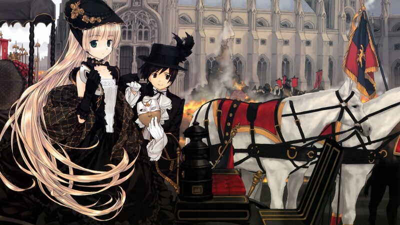 Two Girls in a Carriage — Black, Dramatic
