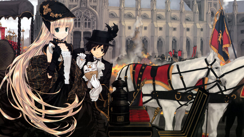 Two girls in a carriage during chaos