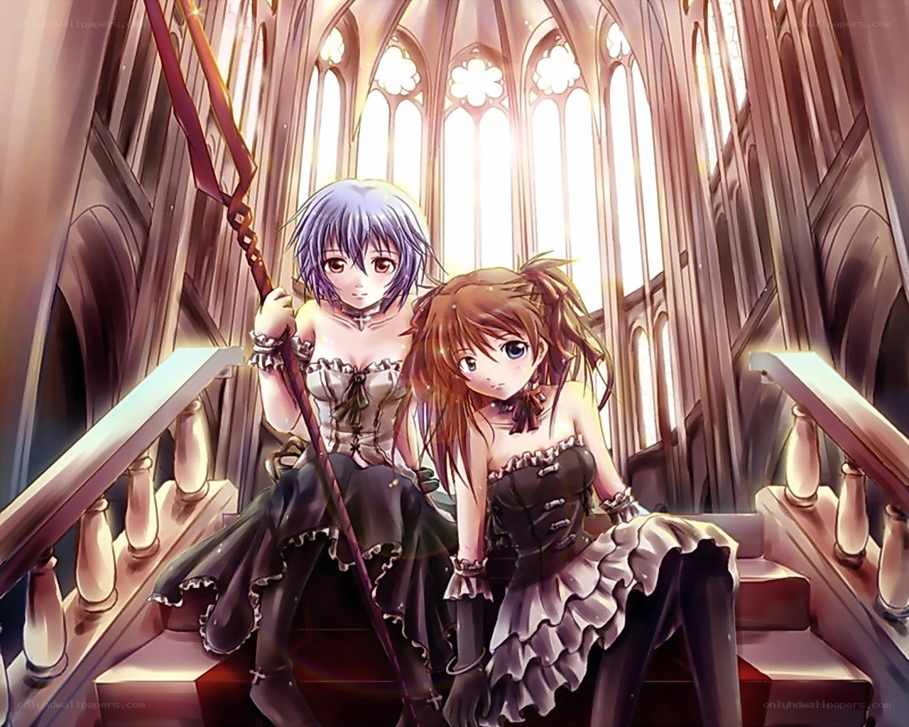 Two girls in a cathedral