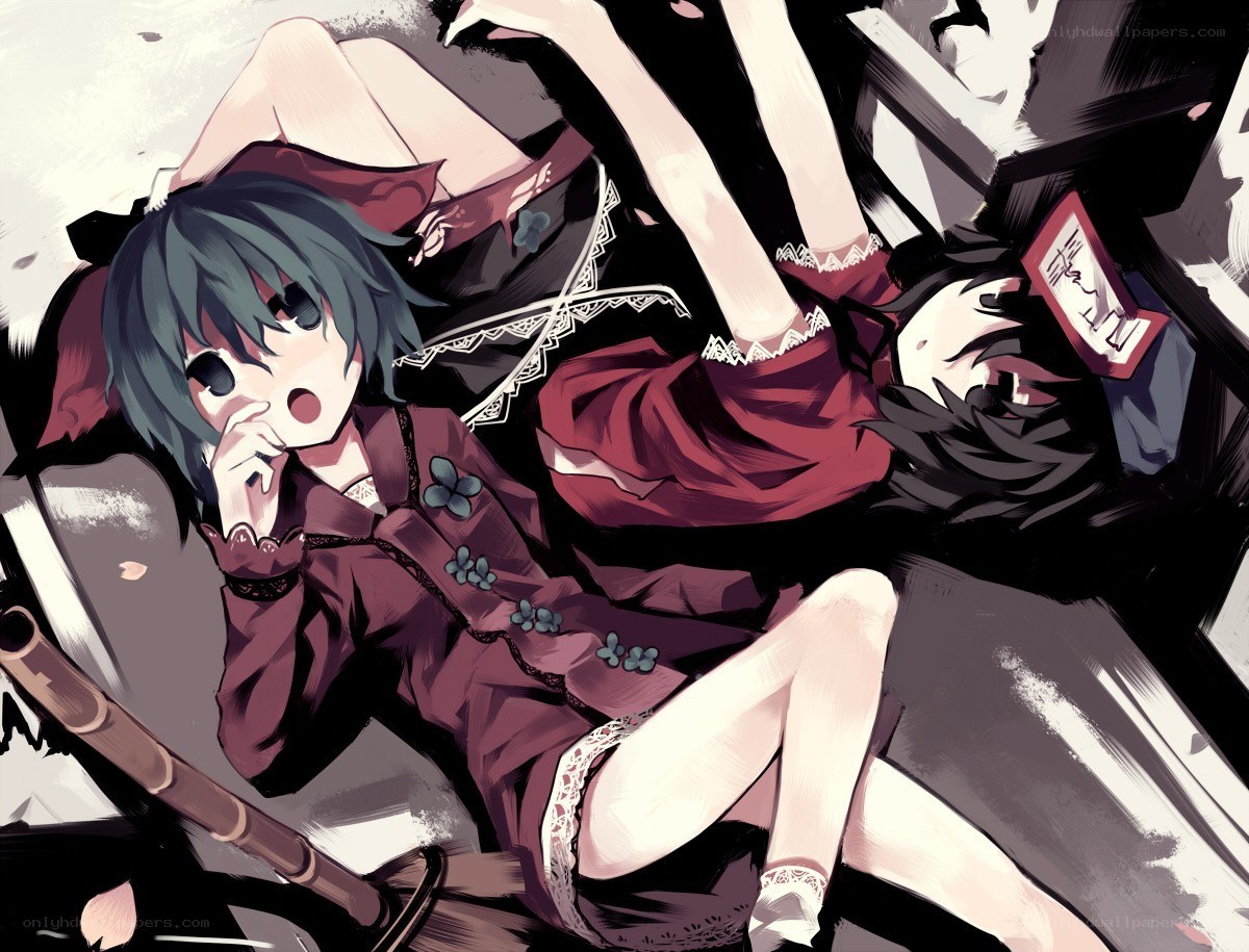 Two girls in a chaotic scene