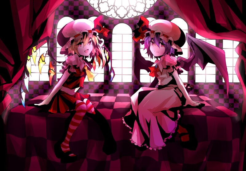 Two girls in a checkered room