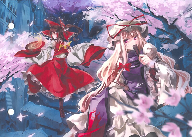 Two girls in a cherry blossom storm