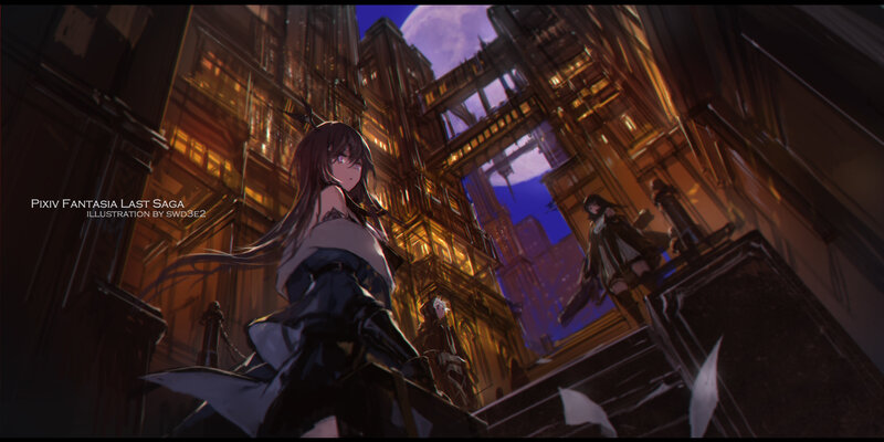 Two Girls in a City — Purple, Dramatic