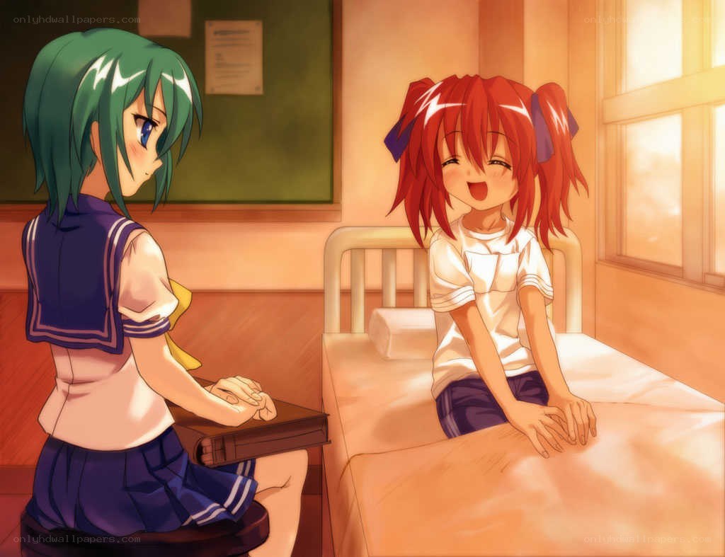 Two girls in a classroom