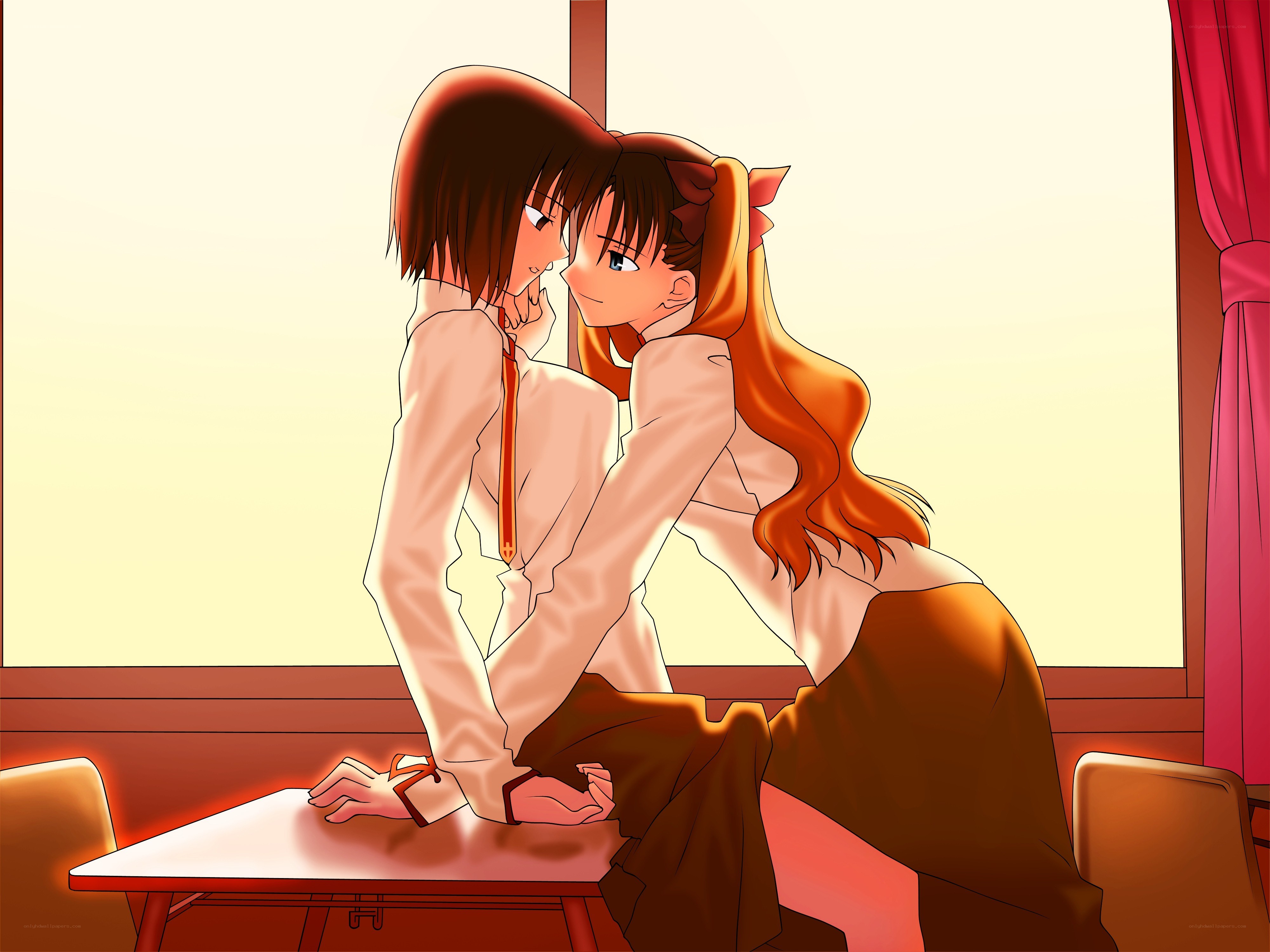 Two girls in a classroom